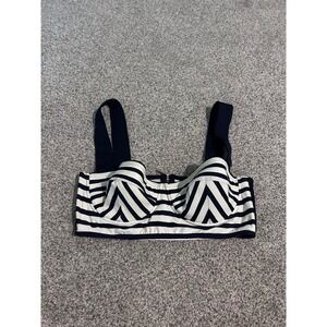 Kate Spade Stripe Bikini Top‎ Swimsuit Bra Bandeau Navy White S31040